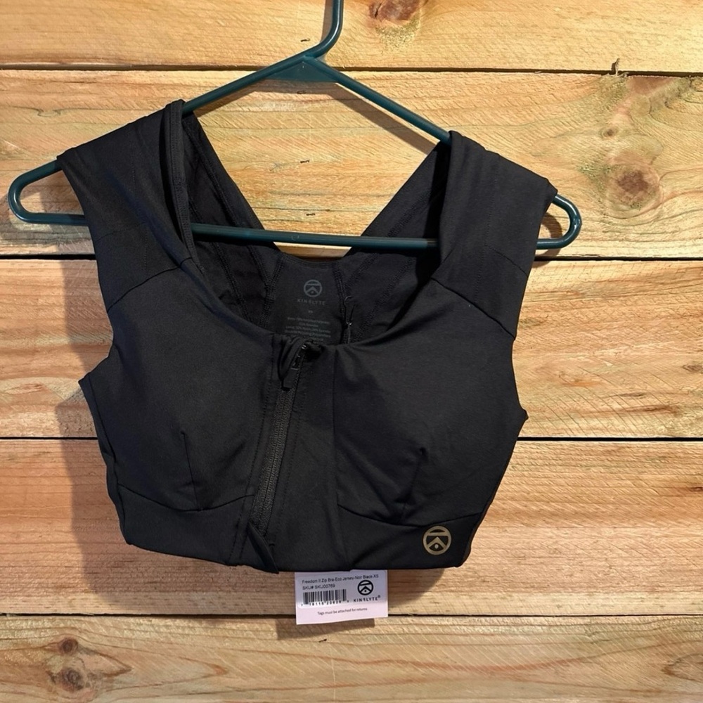 Freedom II Zip Bra-Eco jersey-Noir black XS NWT kinflyte